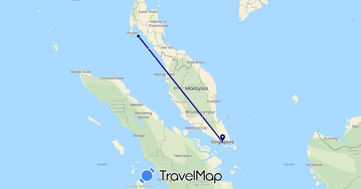 TravelMap itinerary: driving in Singapore, Thailand (Asia)